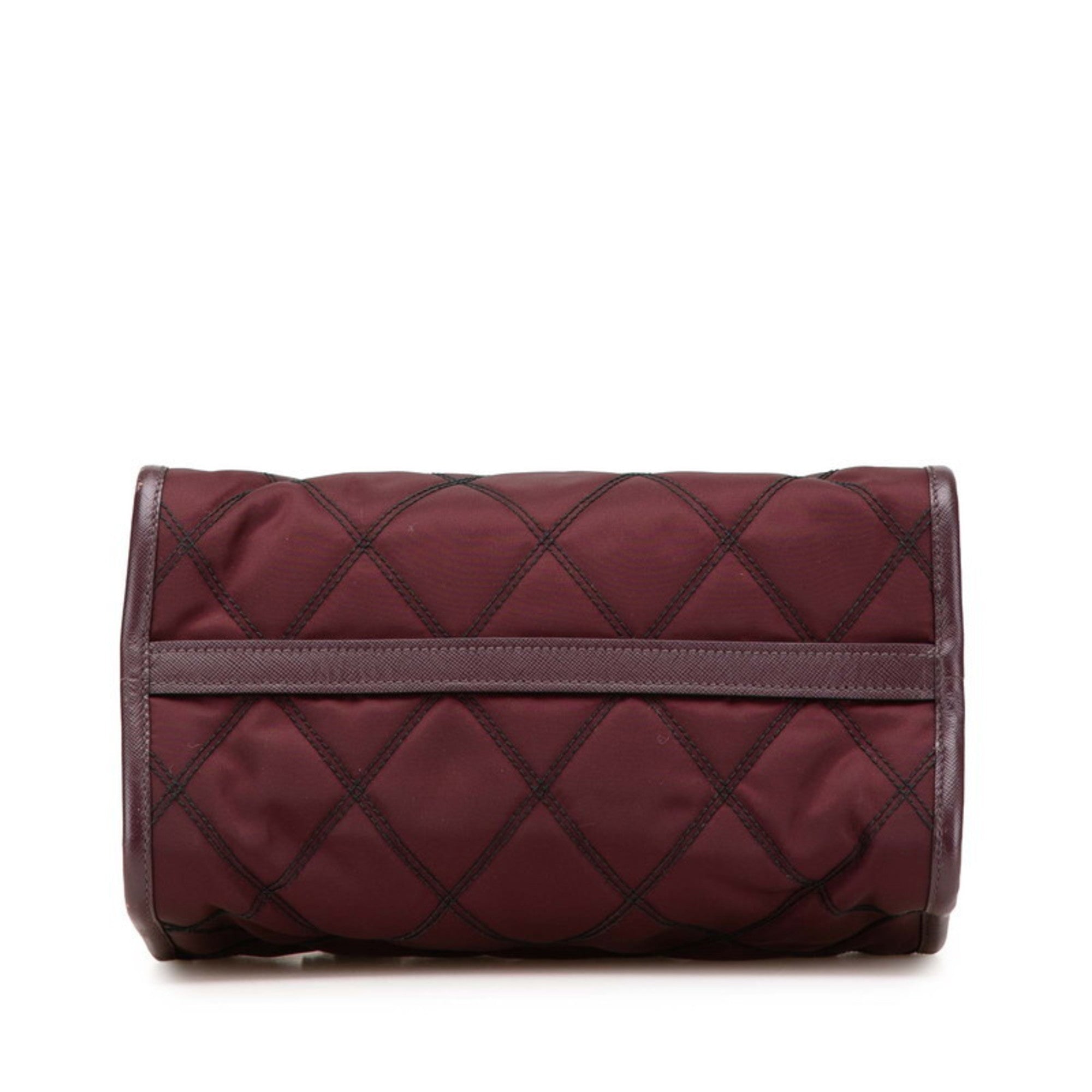 Prada Purple Nylon Leather Handbag Shoulder Bag (Pre-Owned)