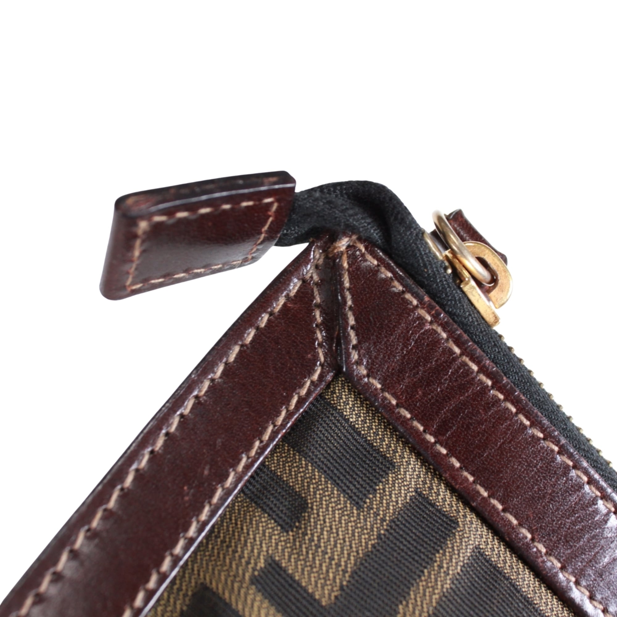 Fendi Brown Canvas Leather Clutch Bag (Pre-Owned)