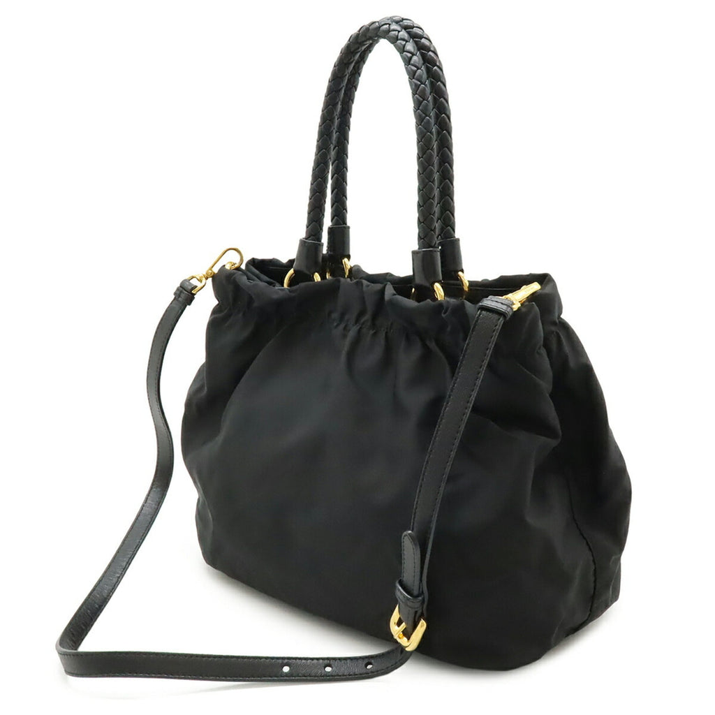 Prada Black Nero Nylon Leather Handbag Shoulder Bag Tote Bag (Pre-Owned)