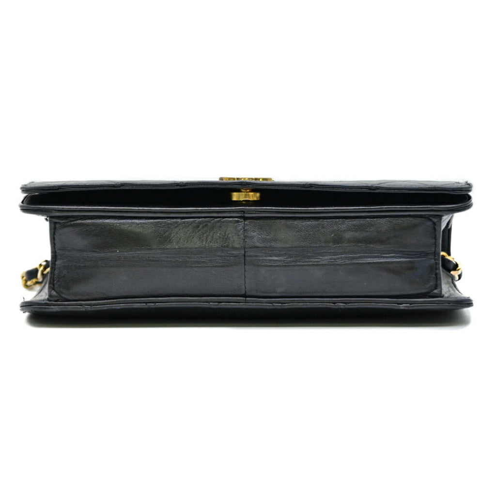 Chanel Black Leather Clutch Bag Shoulder Bag (Pre-Owned)