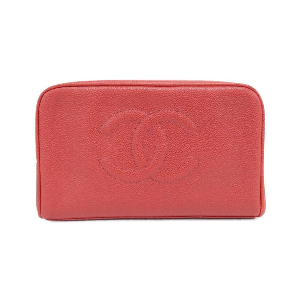 Chanel Red Color Grained Calfskin Pouch (Pre-Owned)