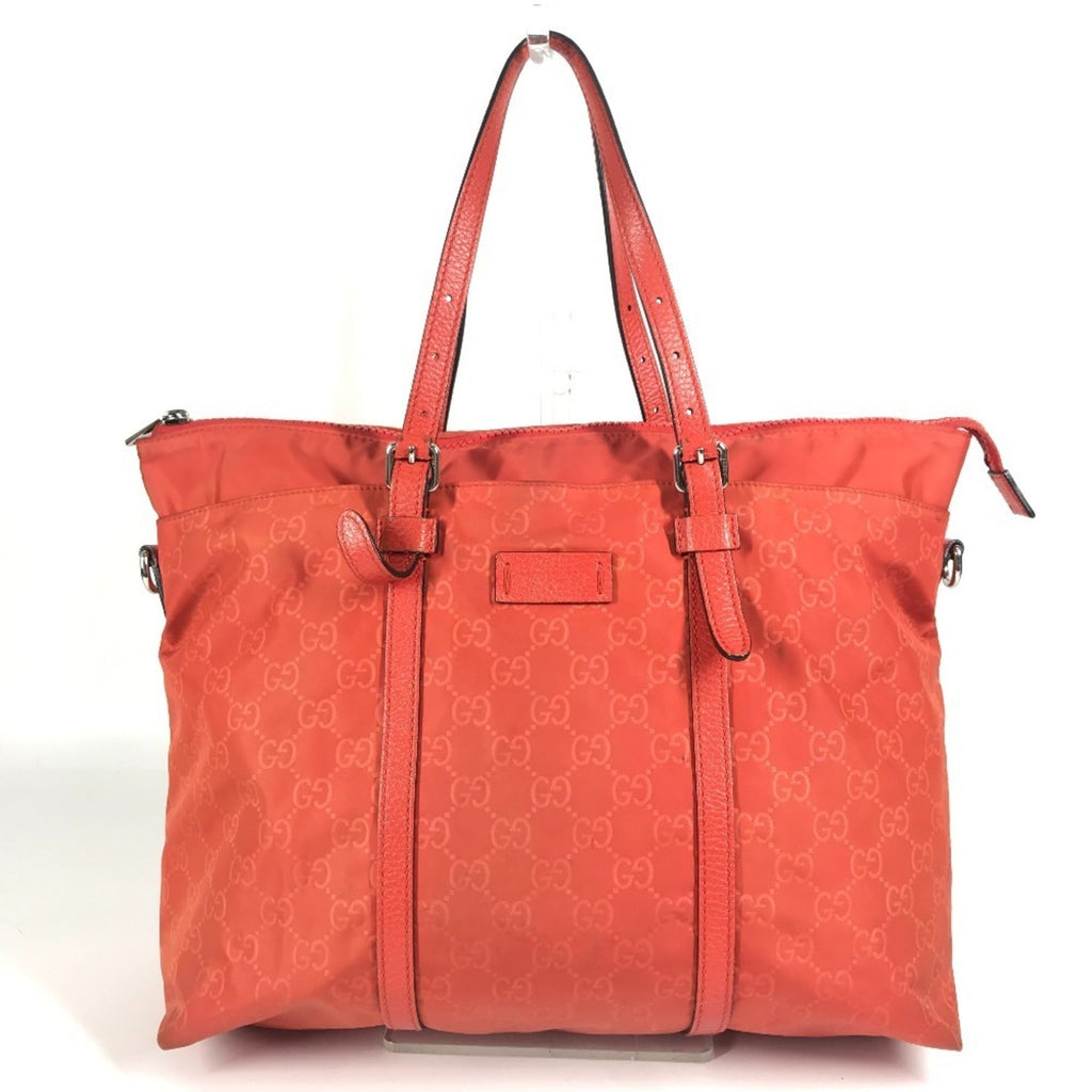 Gucci Orange Nylon Handbag Shoulder Bag Tote Bag (Pre-Owned)