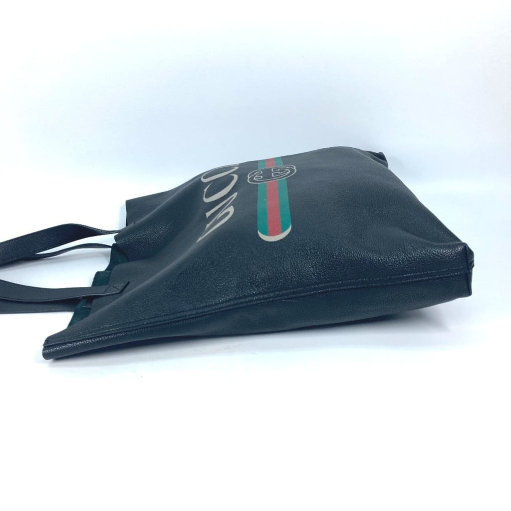 Gucci Sherry Line Black Leather Shoulder Bag Tote Bag (Pre-Owned)