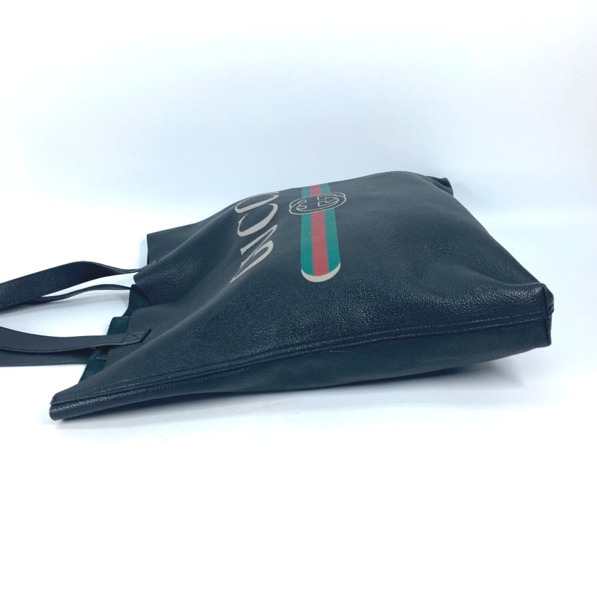 Gucci Sherry Line Black Leather Shoulder Bag Tote Bag (Pre-Owned)