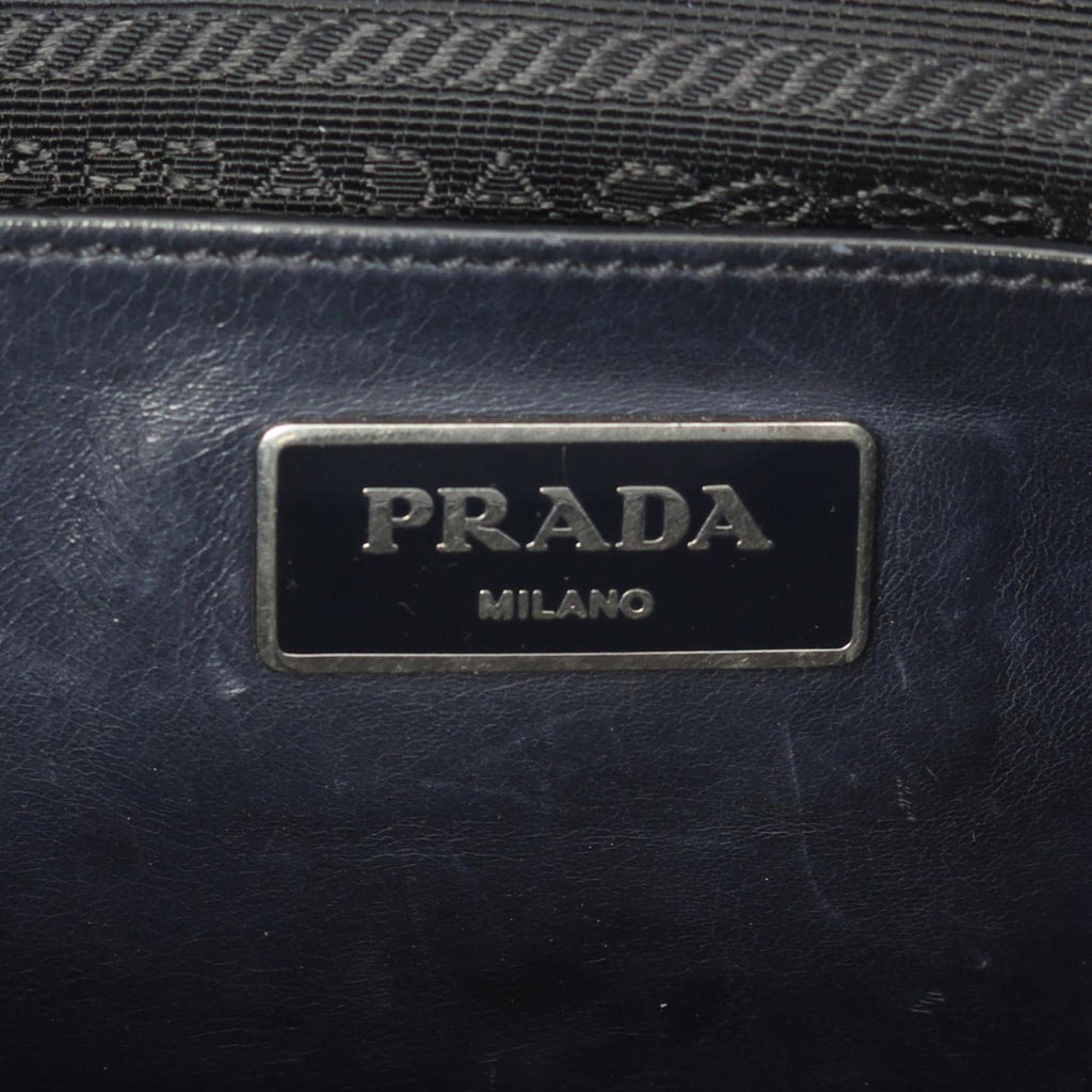 Prada Navy Leather Handbag Tote Bag (Pre-Owned)
