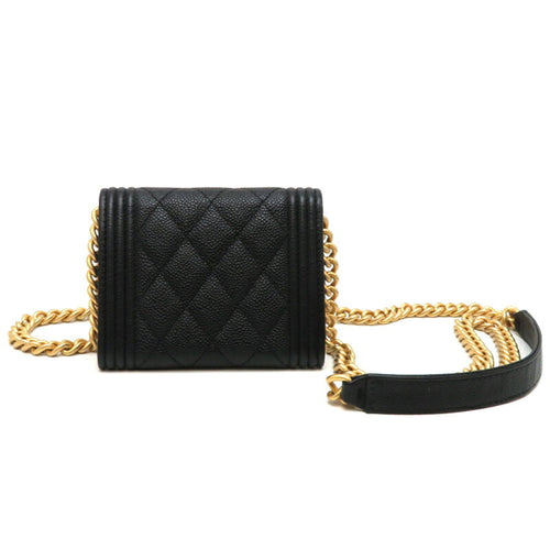 Chanel Boy Chanel Black Caviar Leather Shoulder Bag (Pre-Owned)