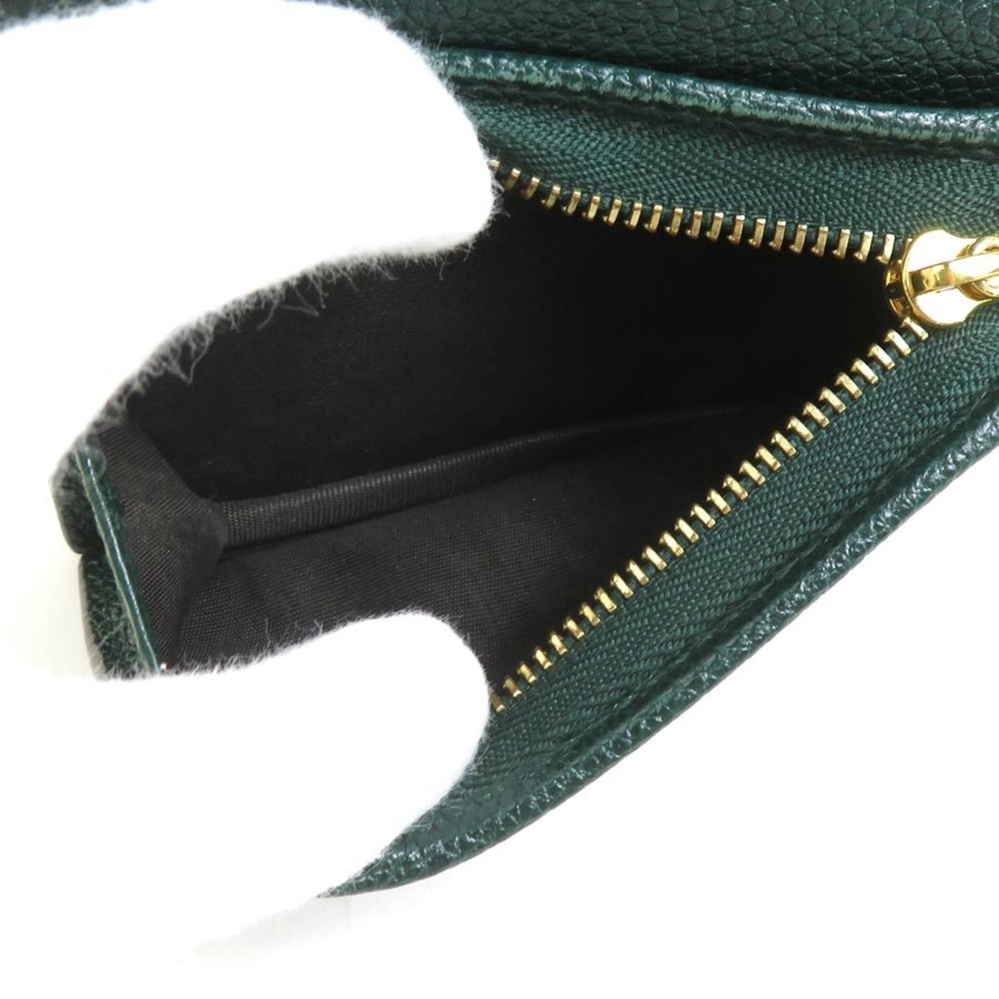 Gucci Gold Silver Dark Green Leather Metal Chain/Shoulder Wallet (Pre-Owned)