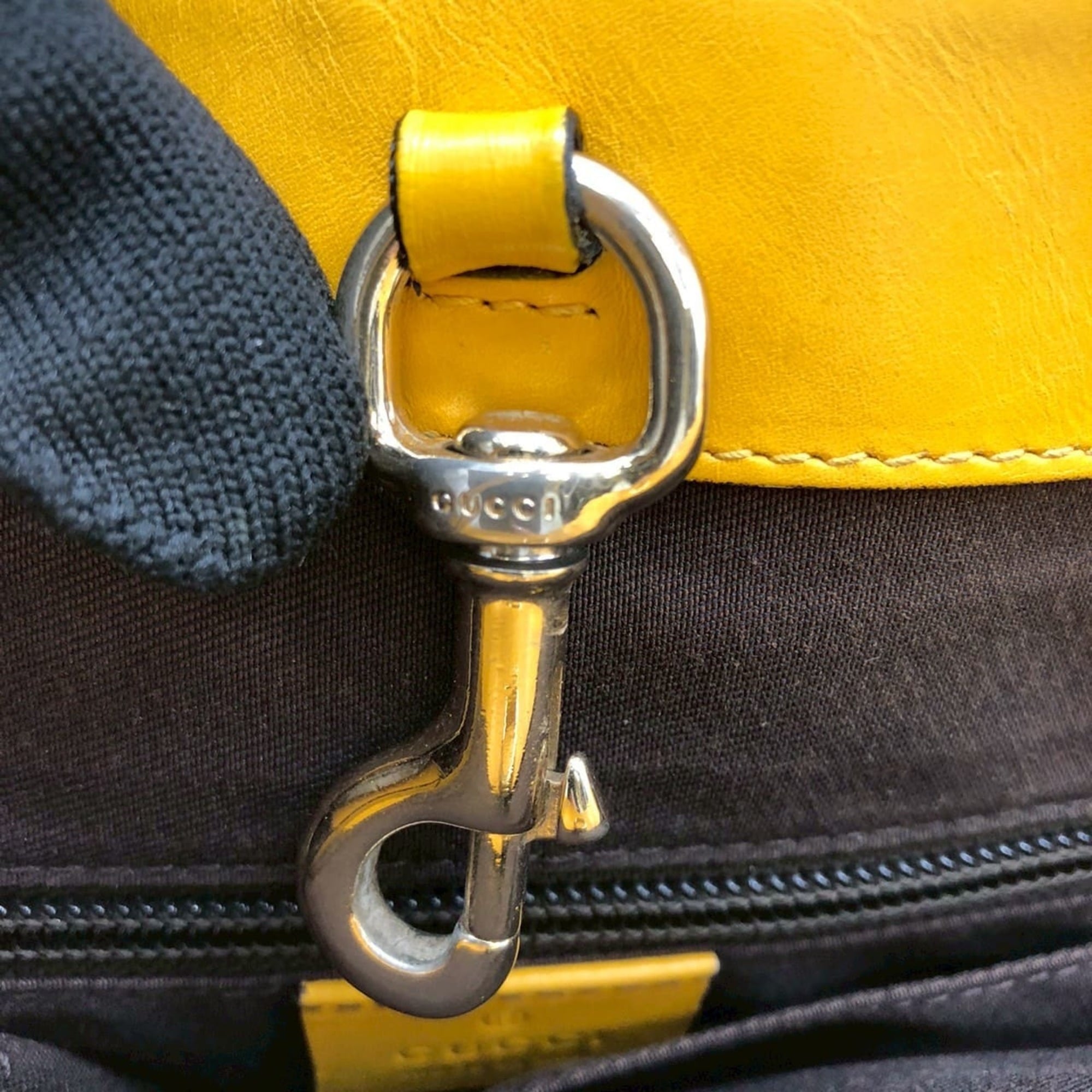 Gucci Diamante Yellow Leather Shoulder Bag Tote Bag (Pre-Owned)