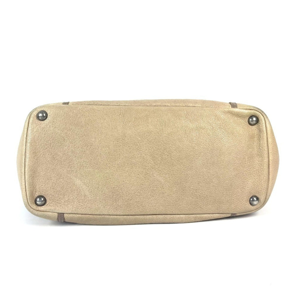 Chanel Beige Leather Shoulder Bag Tote Bag (Pre-Owned)