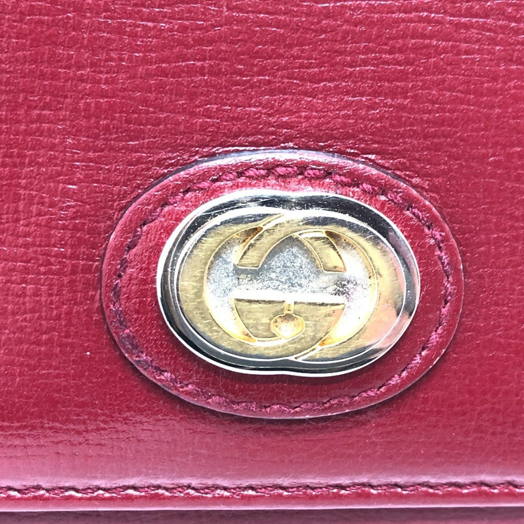 Gucci Red Color Leather Long Wallet (Bi-Fold) (Pre-Owned)