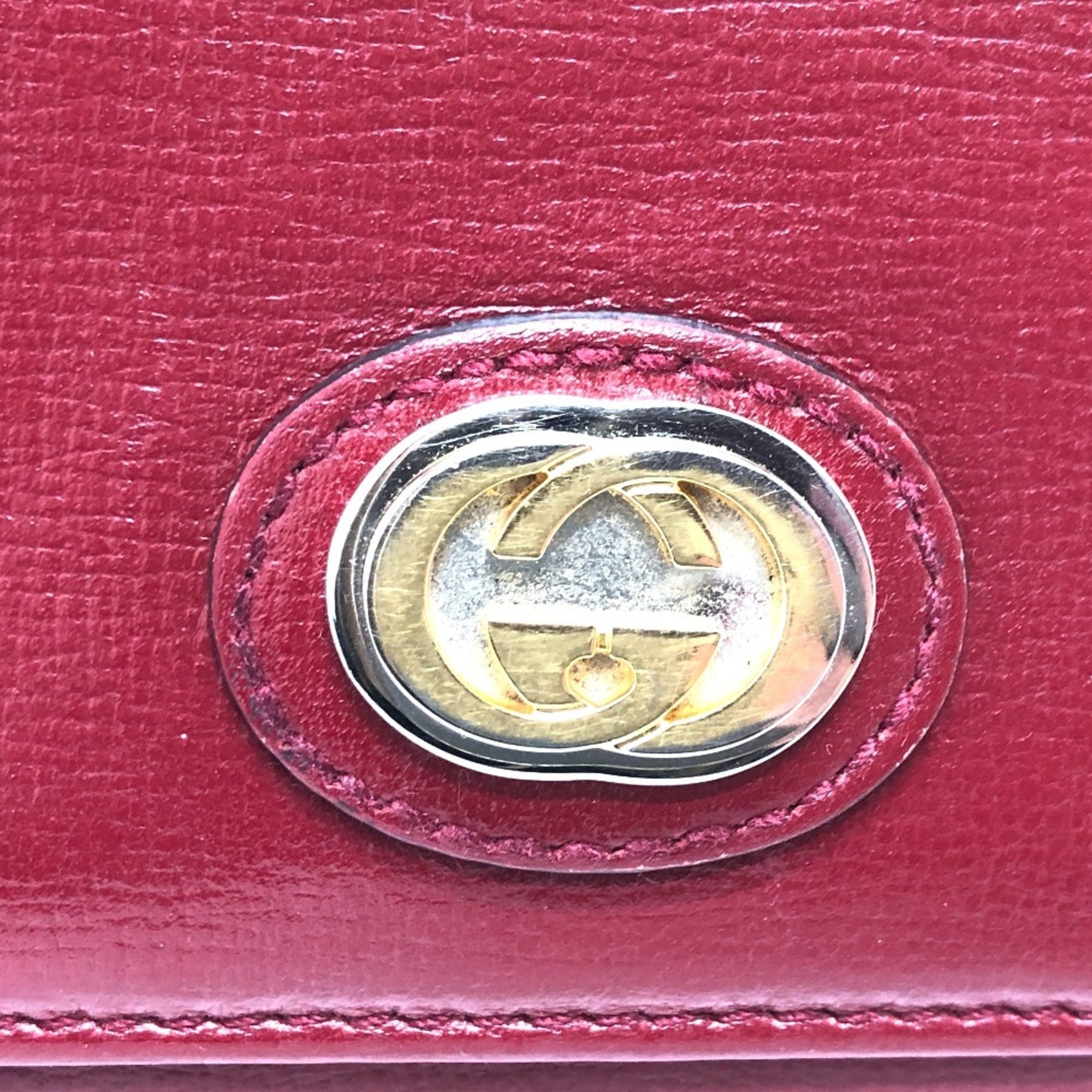 Gucci Red Color Leather Long Wallet (Bi-Fold) (Pre-Owned)