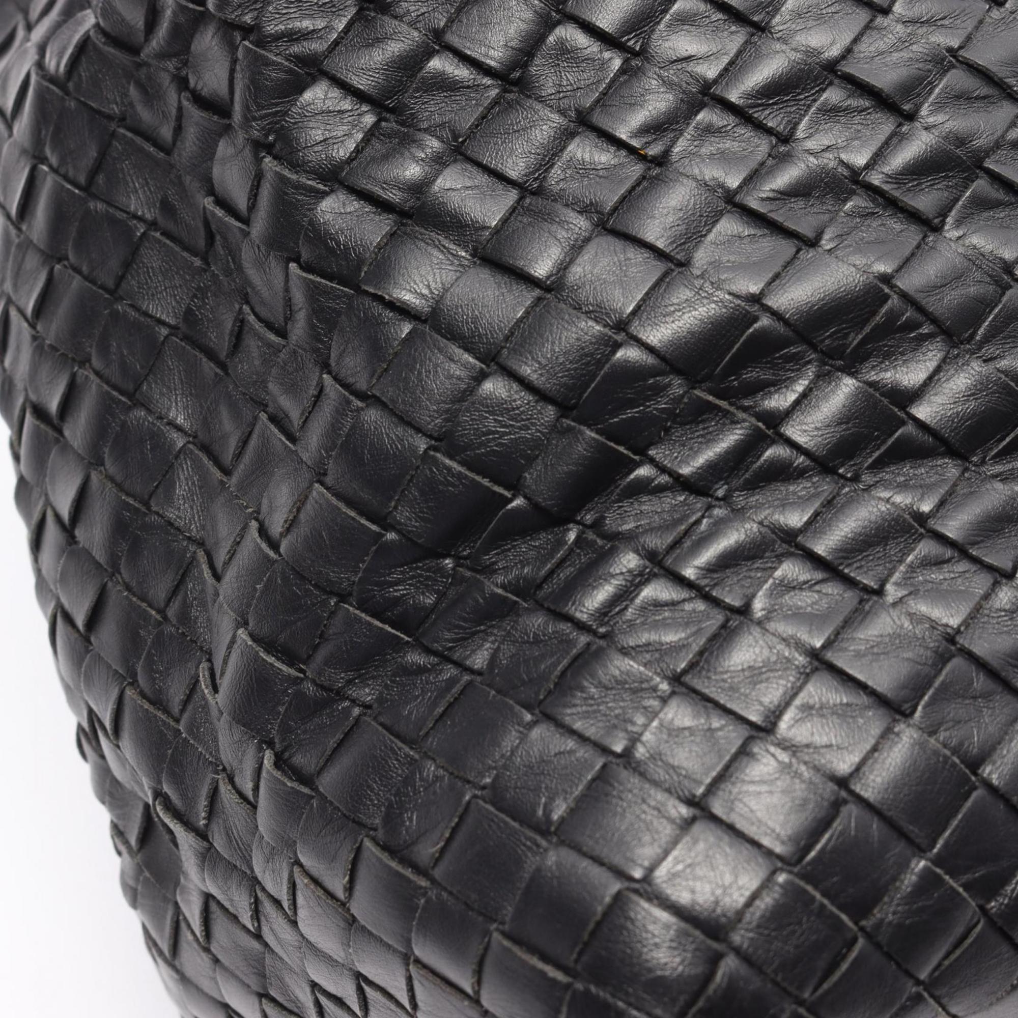 Bottega Veneta Black Leather Handbag Tote Bag (Pre-Owned)