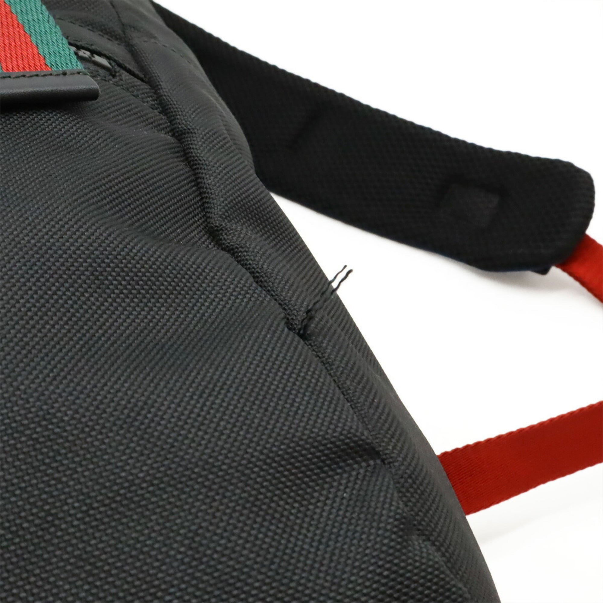 Gucci Black Green Navy Red Color Canvas Leather Backpack (Pre-Owned)