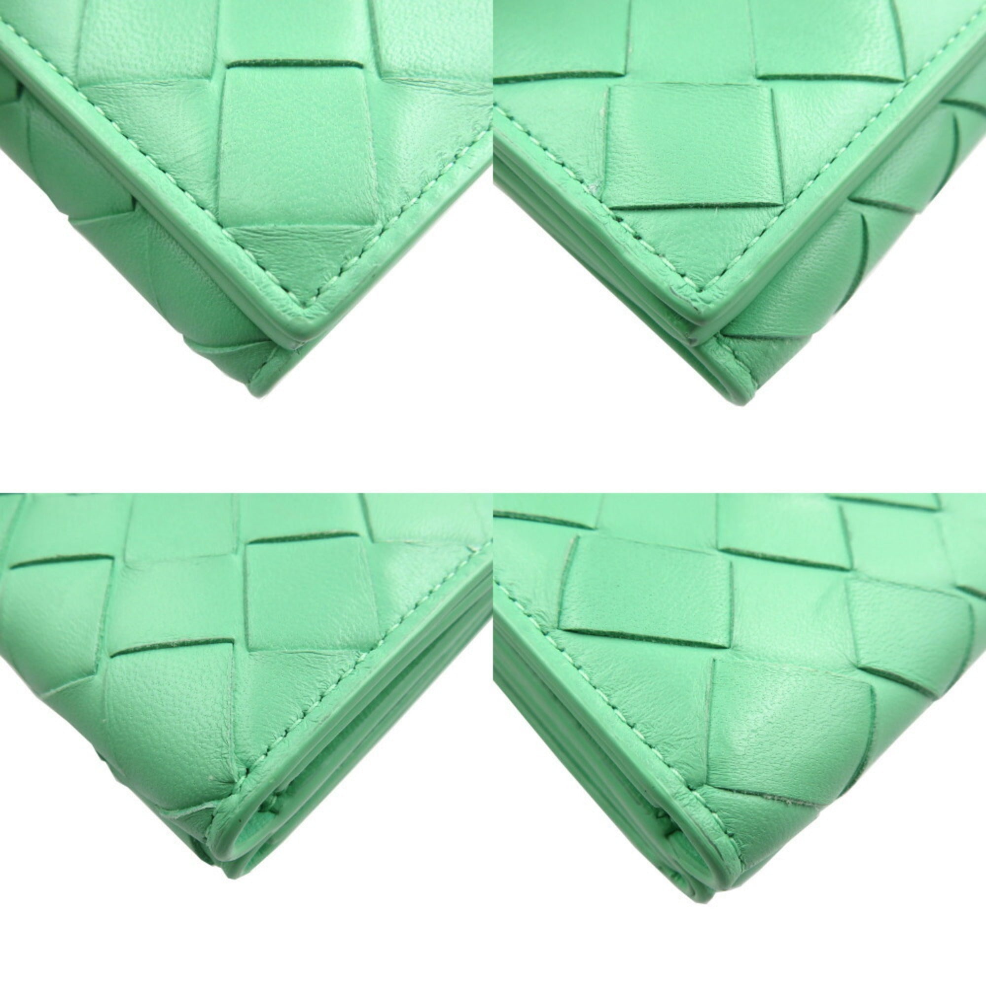 Bottega Veneta Green Leather Wallet (Tri-Fold) (Pre-Owned)