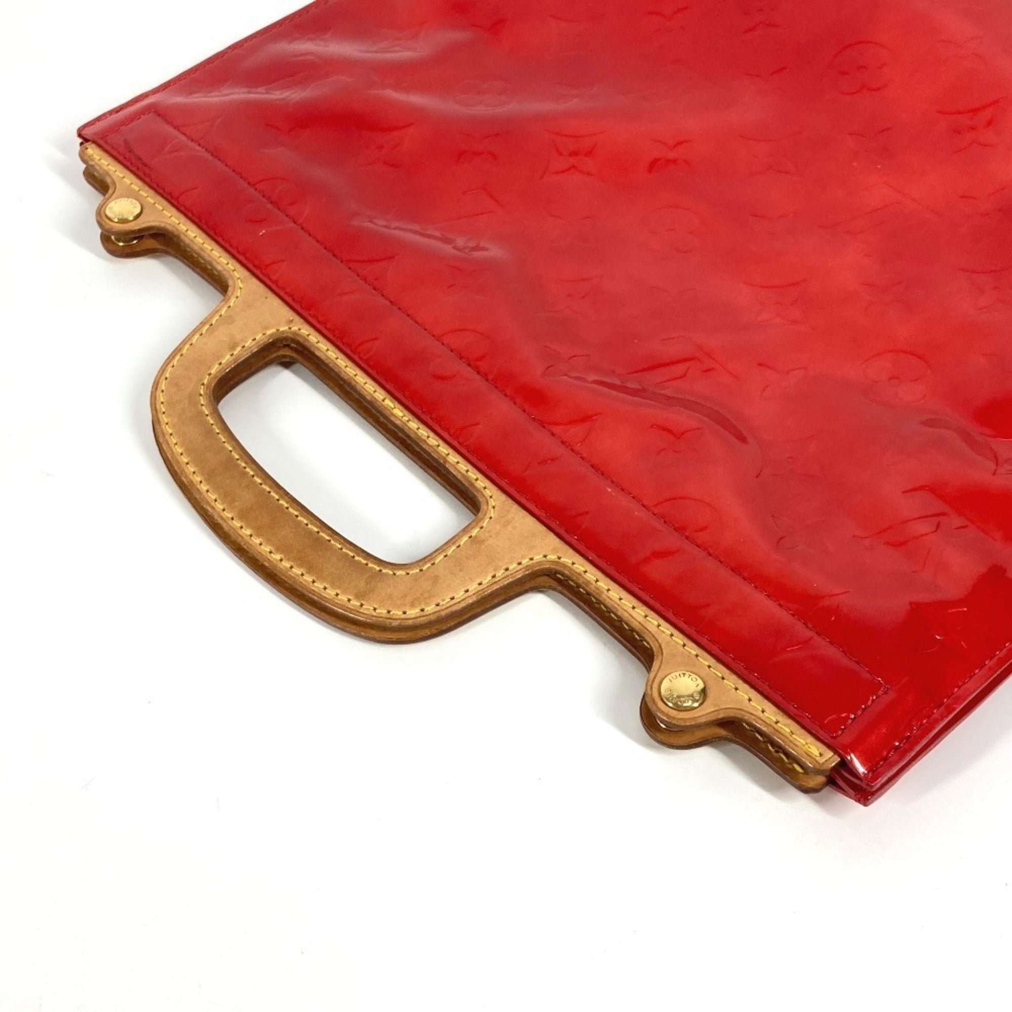 Louis Vuitton Red Color Monogram Vernis Handbag Tote Bag (Pre-Owned)