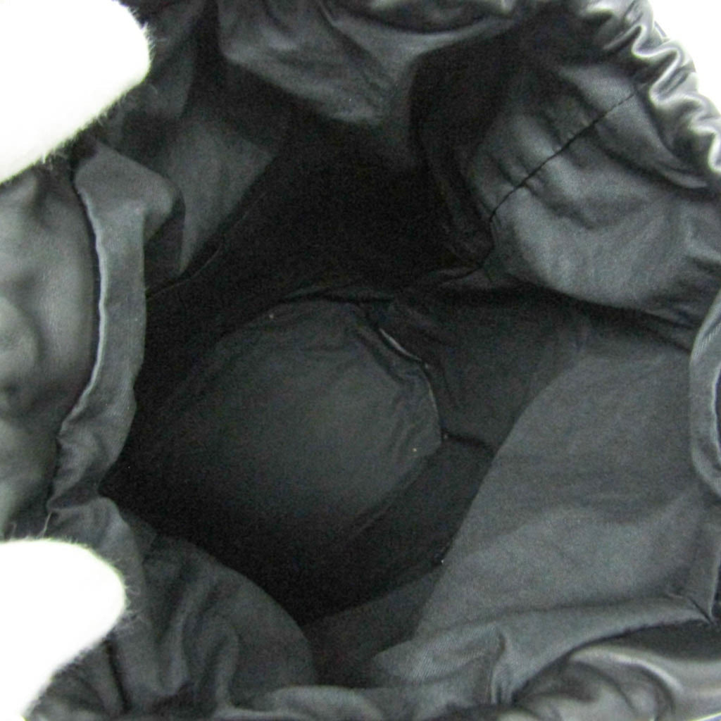 Bottega Veneta Paper Bucket Bag Perforated Leather Black Leather Shoulder Bag Bag (Pre-Owned)