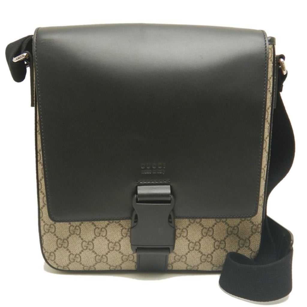 Gucci Beige Black Gg Supreme Shoulder Bag (Pre-Owned)