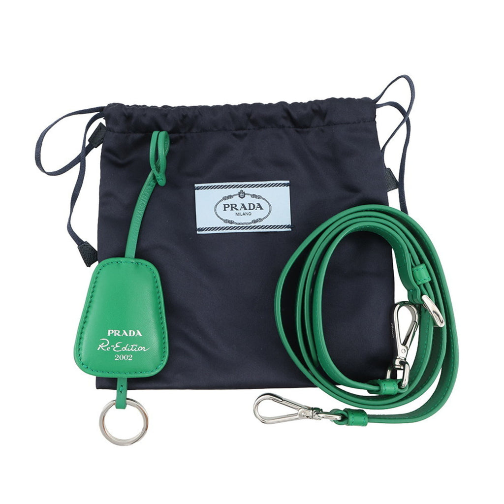 Prada Green Leather Handbag Shoulder Bag (Pre-Owned)