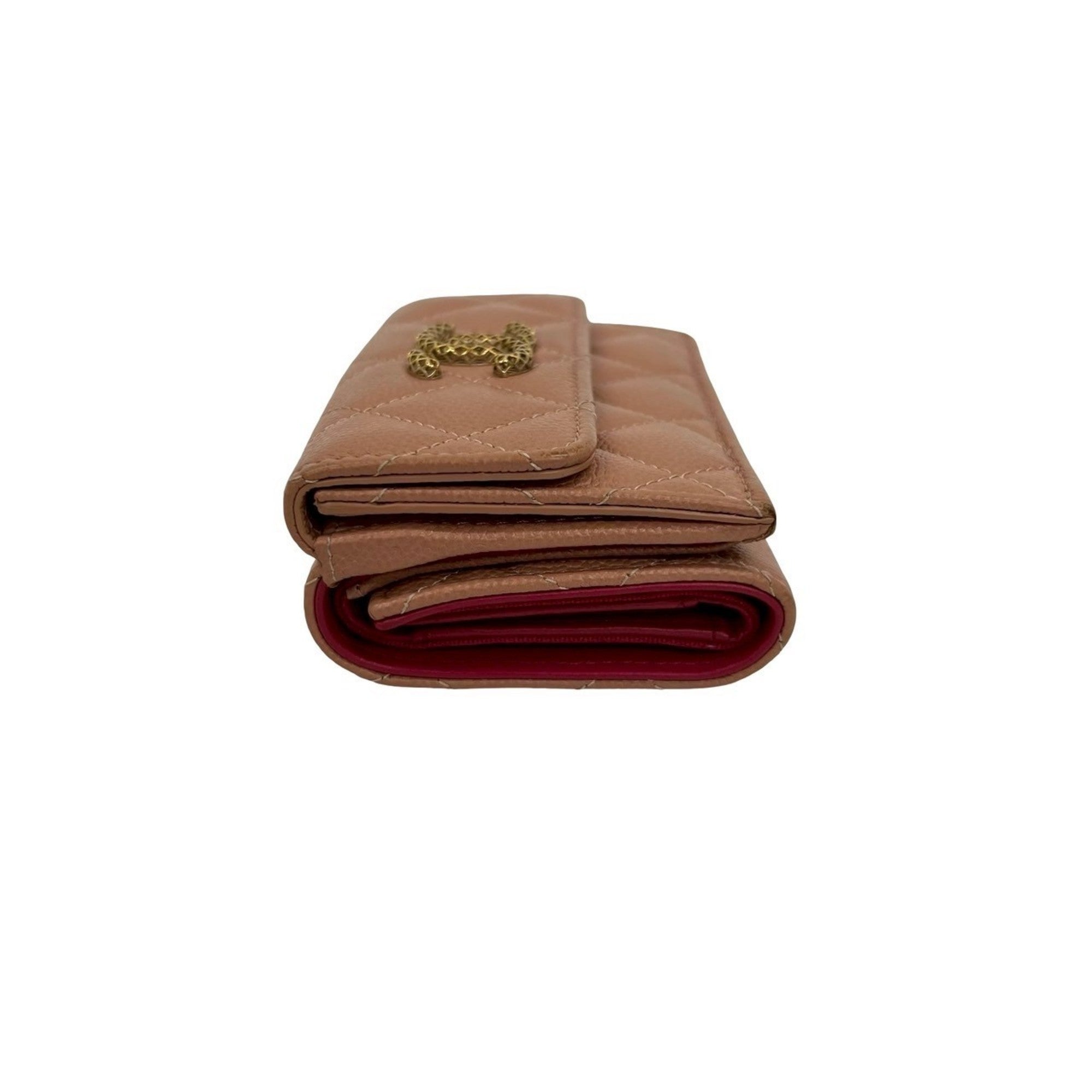 Chanel Beige Pink Grained Calfskin Wallet (Tri-Fold) (Pre-Owned)