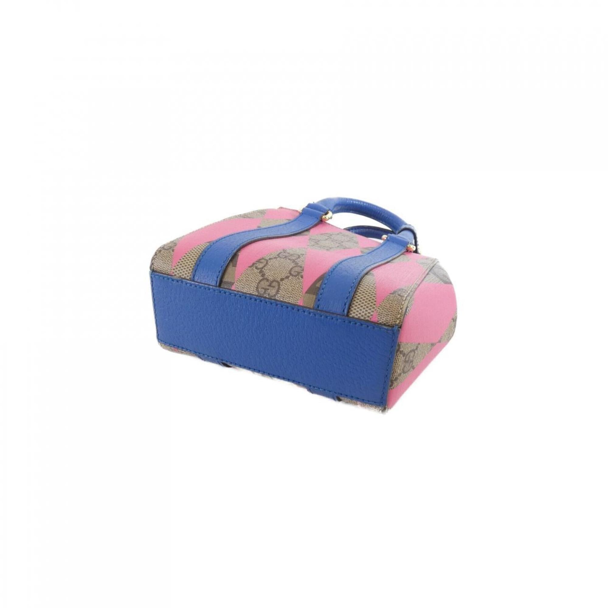 Gucci Beige Blue Pink Gg Supreme Handbag (Pre-Owned)