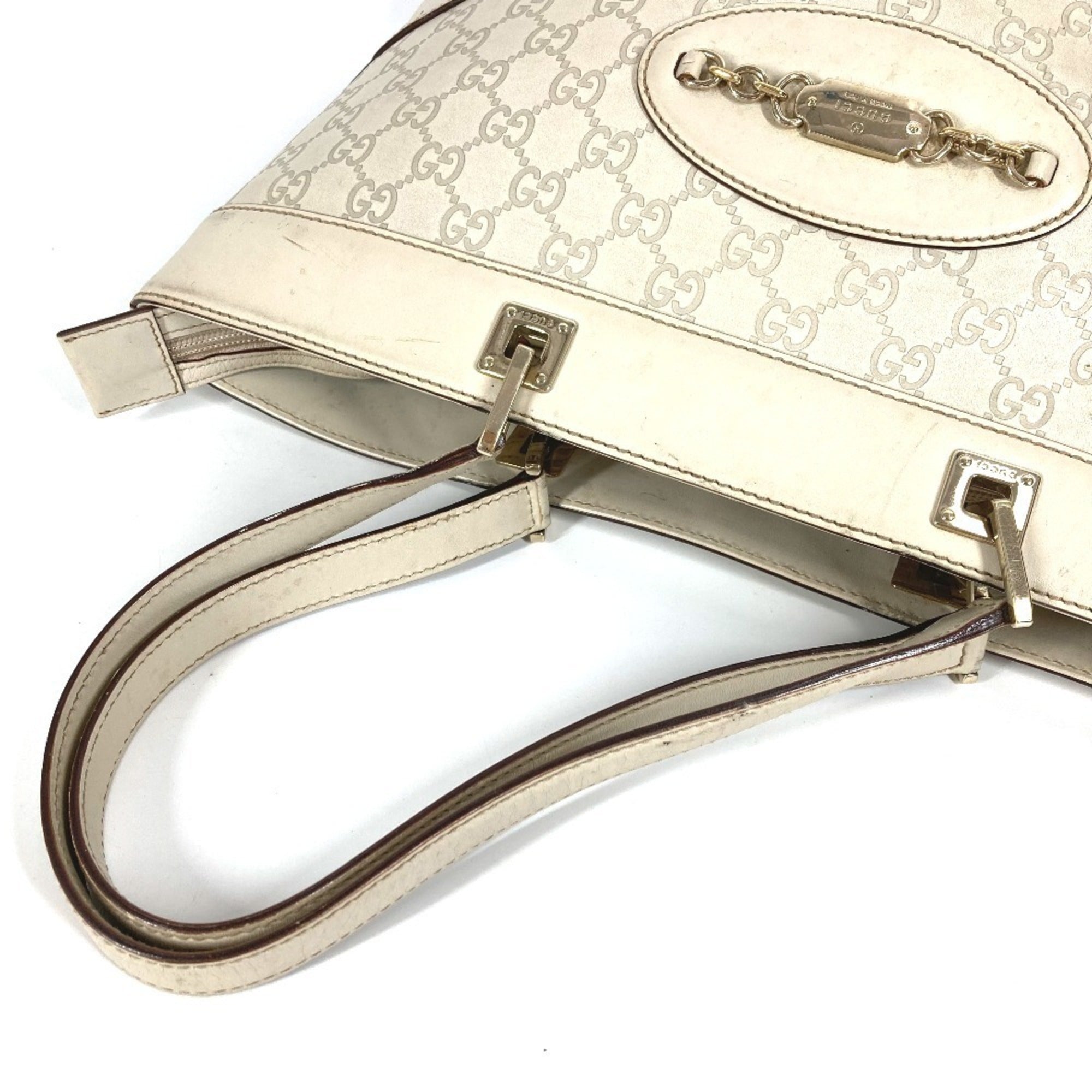 Gucci Off-White Leather Shoulder Bag Tote Bag (Pre-Owned)