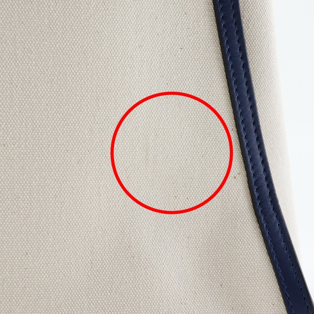 Fendi Navy White Canvas Leather Handbag (Pre-Owned)