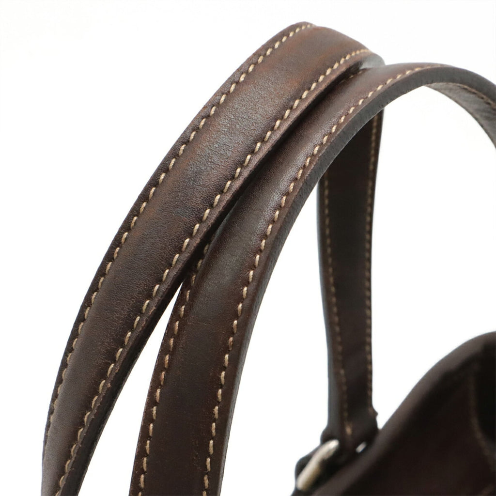 Prada Beige Dark Brown Khaki Canvas Leather Handbag Shoulder Bag (Pre-Owned)