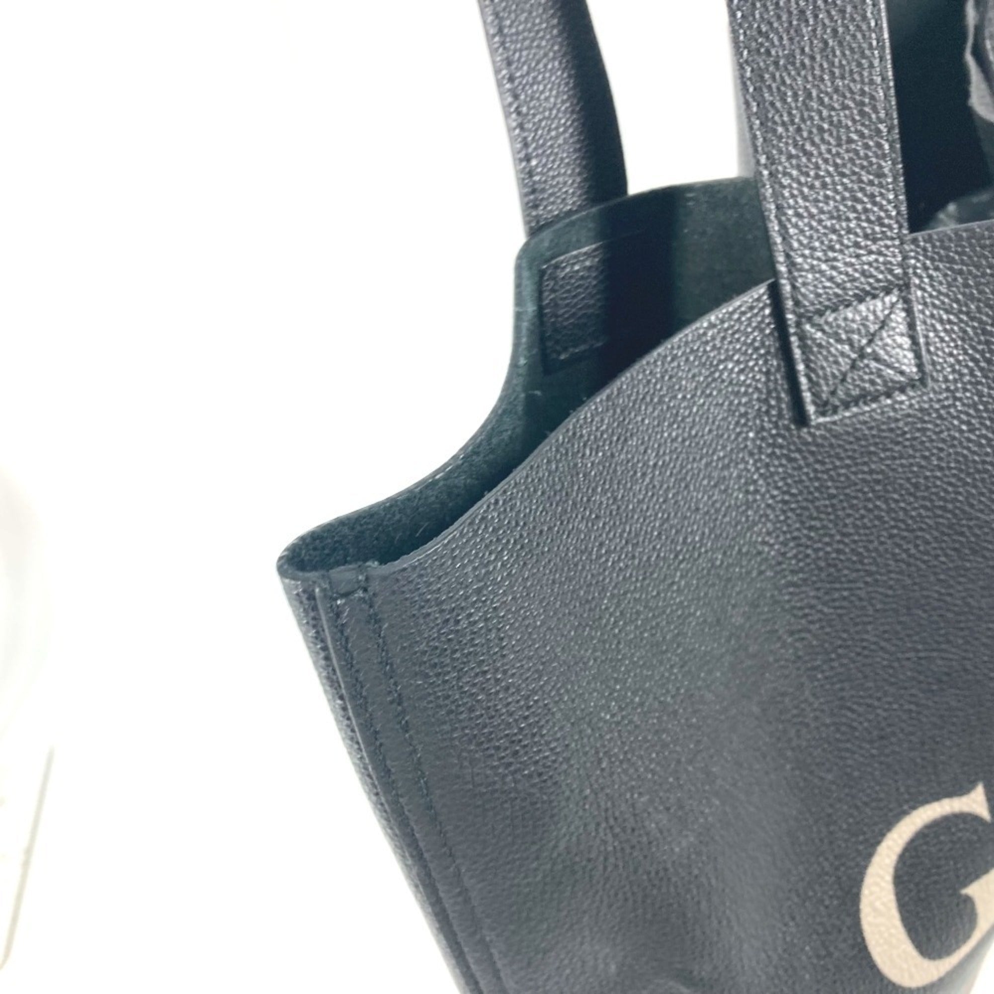 Gucci Sherry Line Black Leather Shoulder Bag Tote Bag (Pre-Owned)