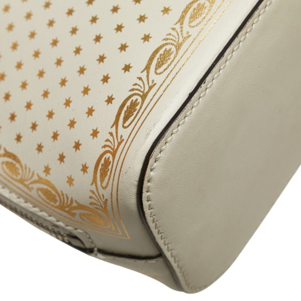 Gucci Gold White Leather Shoulder Bag (Pre-Owned)
