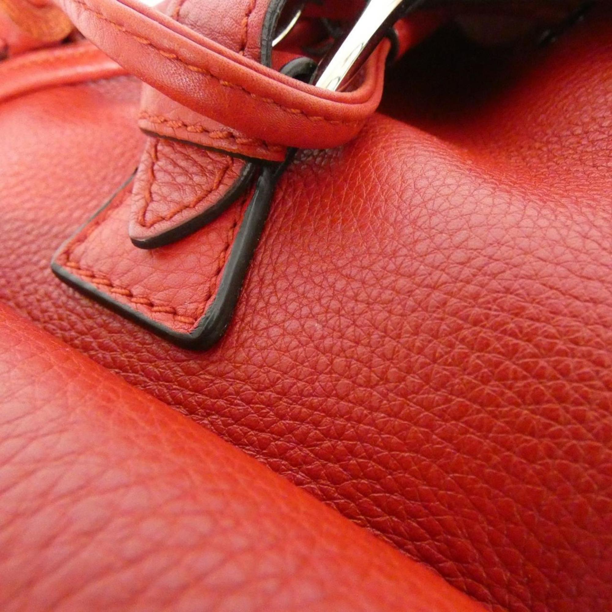 Gucci Red Color Leather Backpack (Pre-Owned)