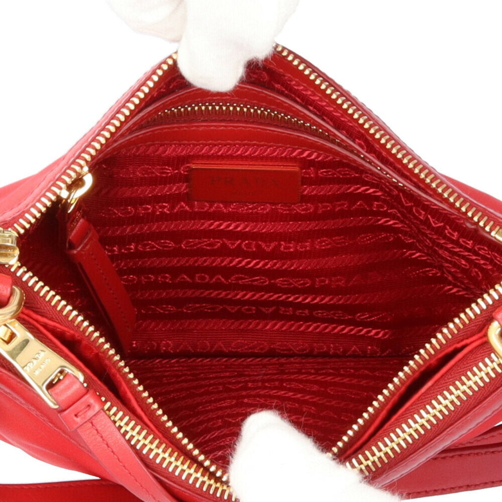 Prada Red Color Nylon Shoulder Bag (Pre-Owned)