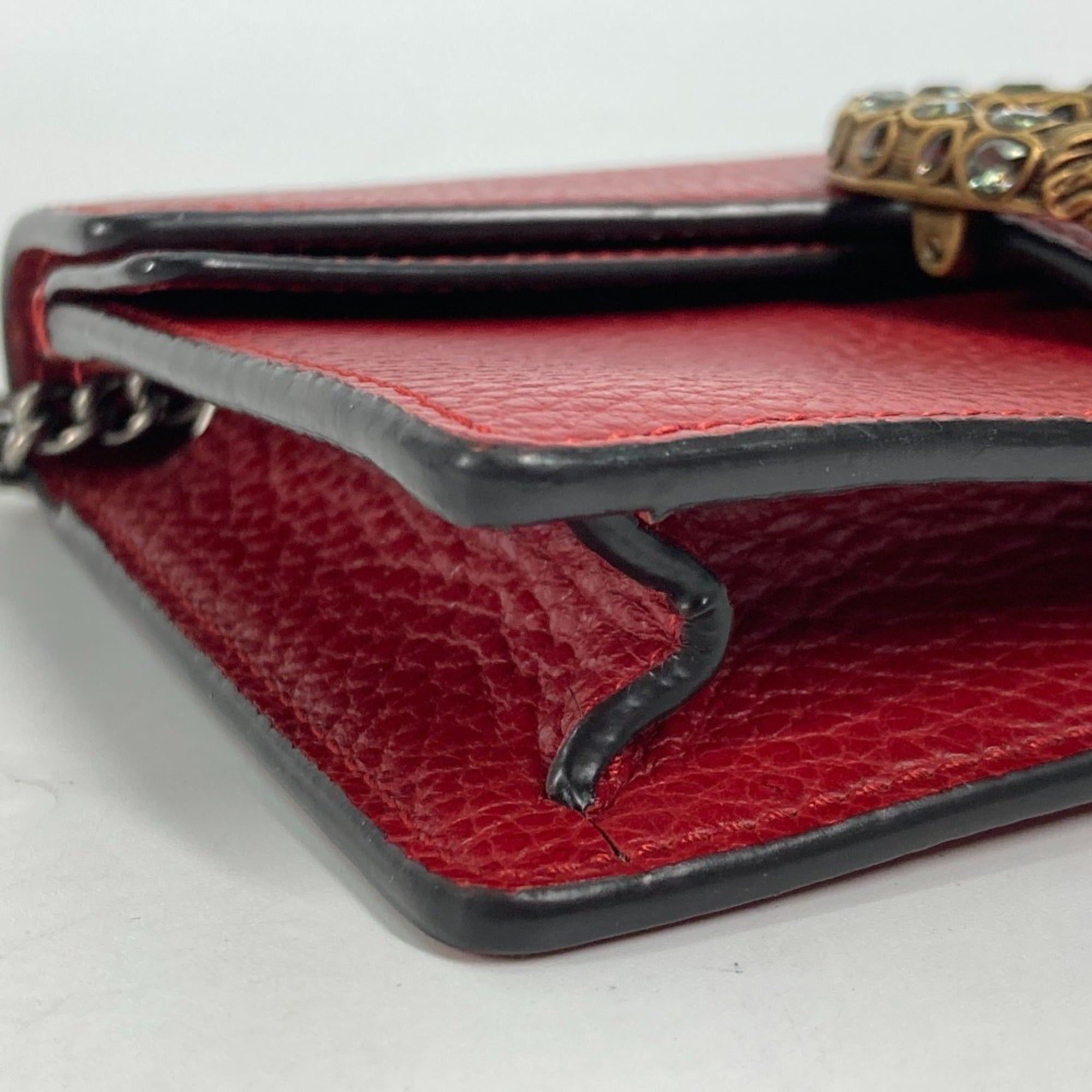 Gucci Red Color Leather Clutch Bag Pouch Shoulder Bag (Pre-Owned)