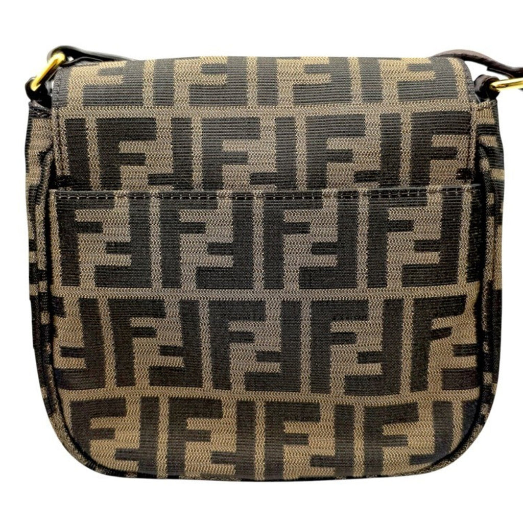 Fendi Zucca Brown Canvas Leather Shoulder Bag (Pre-Owned)