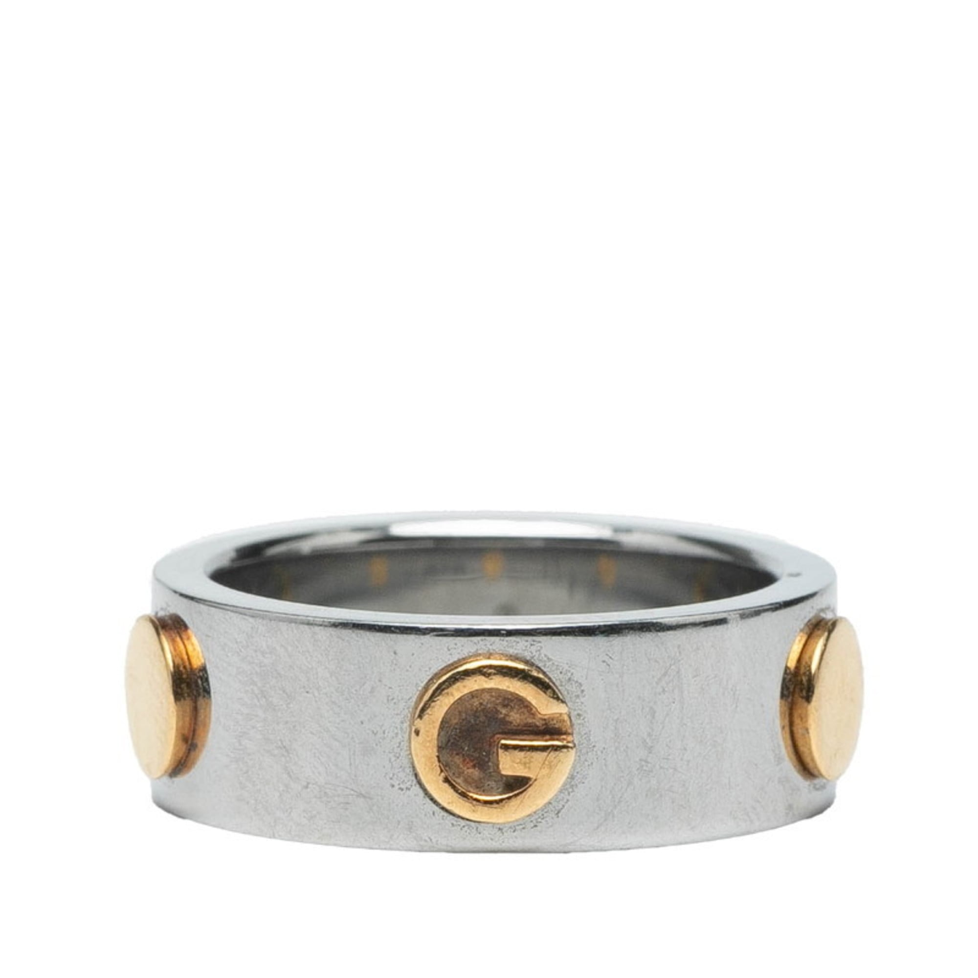 Gucci Silver Yellow Gold Band Ring (Pre-Owned)