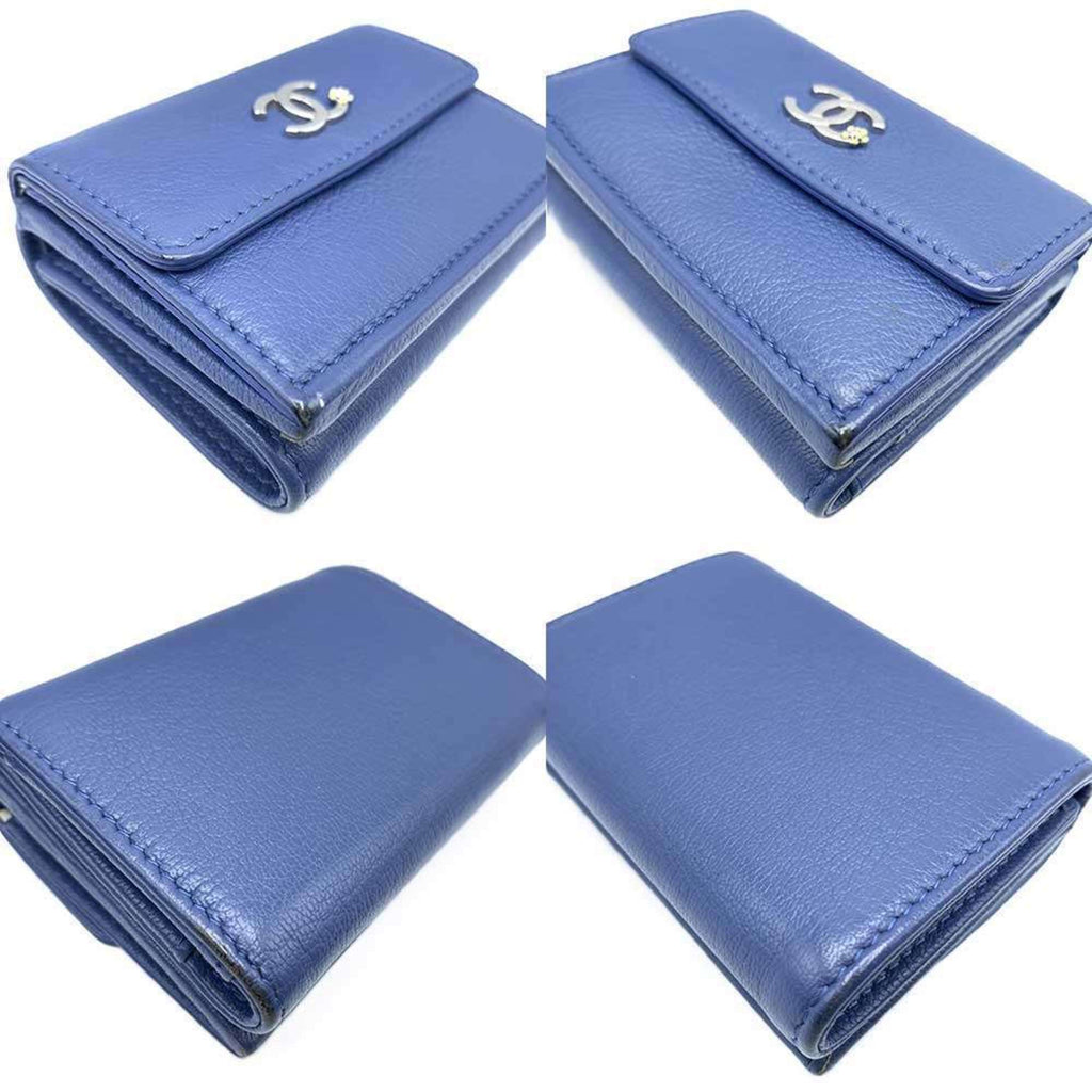 Chanel Navy Leather Wallet (Tri-Fold) (Pre-Owned)