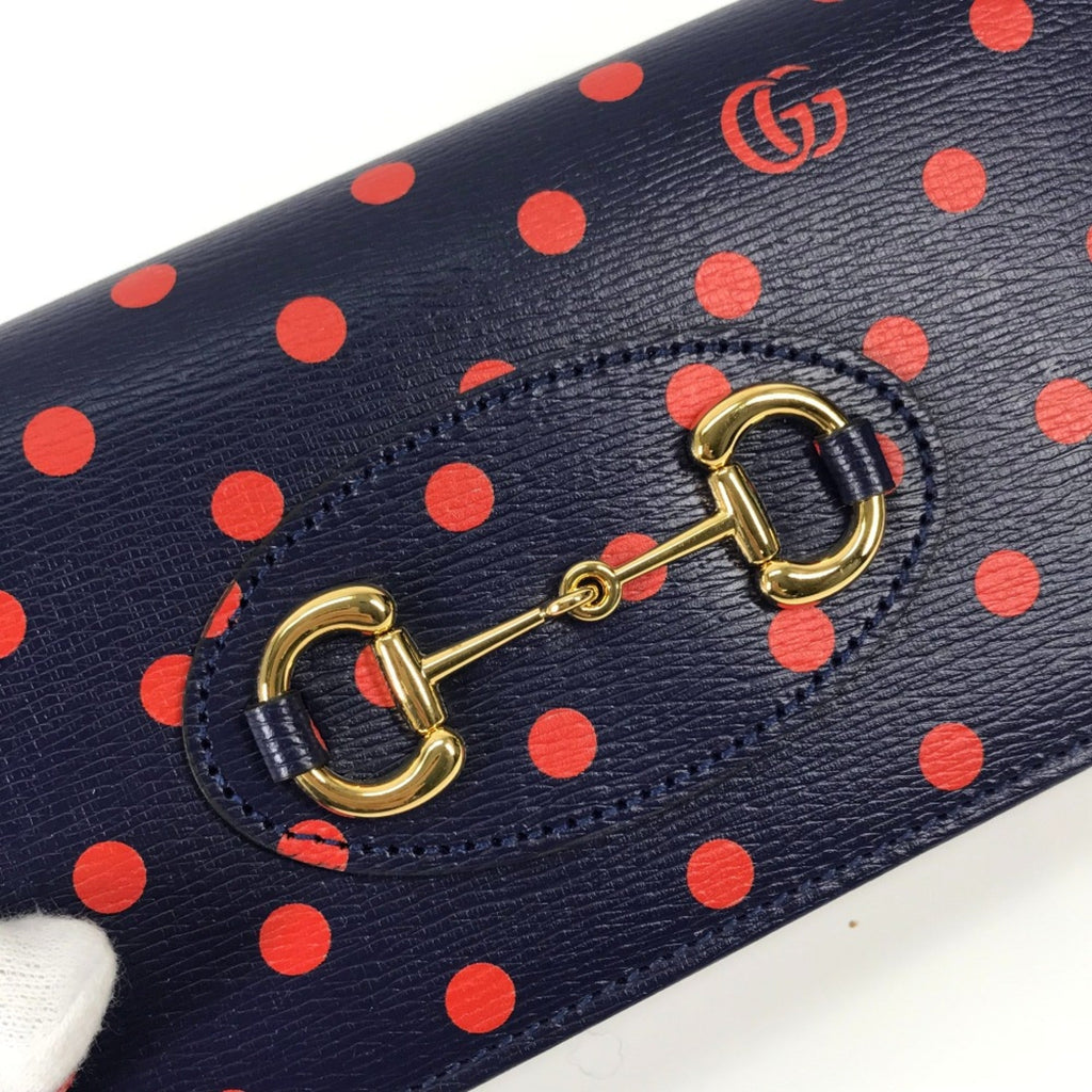 Gucci Navy Leather Long Wallet (Bi-Fold) (Pre-Owned)