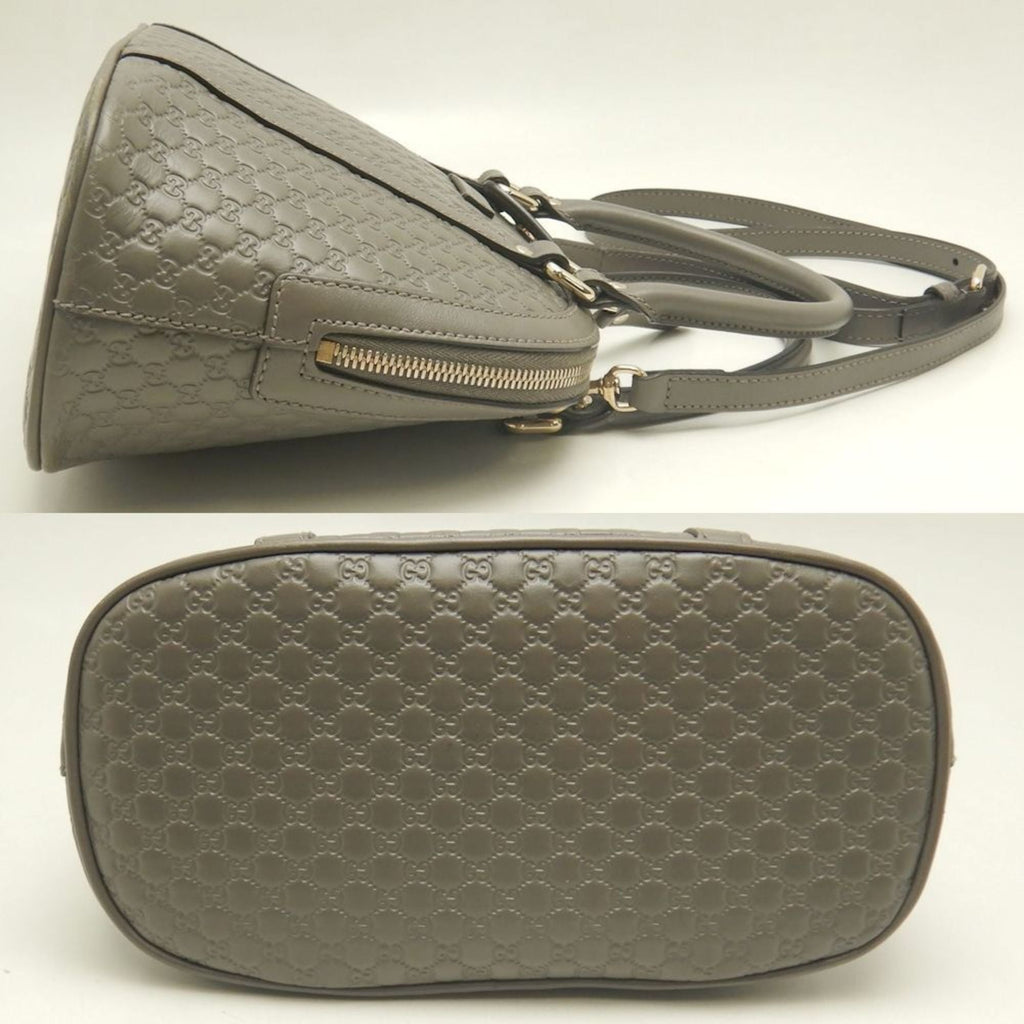 Gucci Microguccissima Gray Leather Handbag (Pre-Owned)