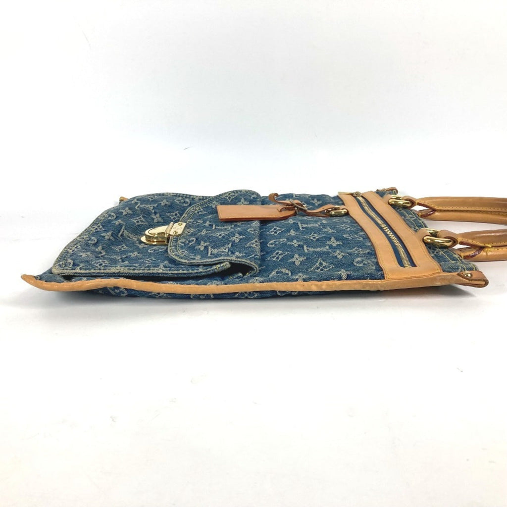 Louis Vuitton Blue Yellow Monogram Denim Shoulder Bag Tote Bag (Pre-Owned)