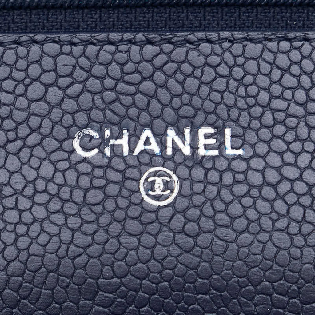 Chanel Navy Grained Calfskin Coin Purse/Coin Case (Pre-Owned)