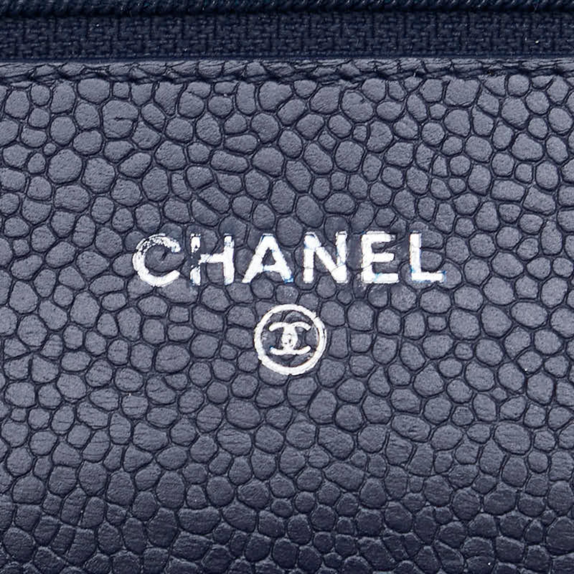 Chanel Navy Grained Calfskin Coin Purse/Coin Case (Pre-Owned)