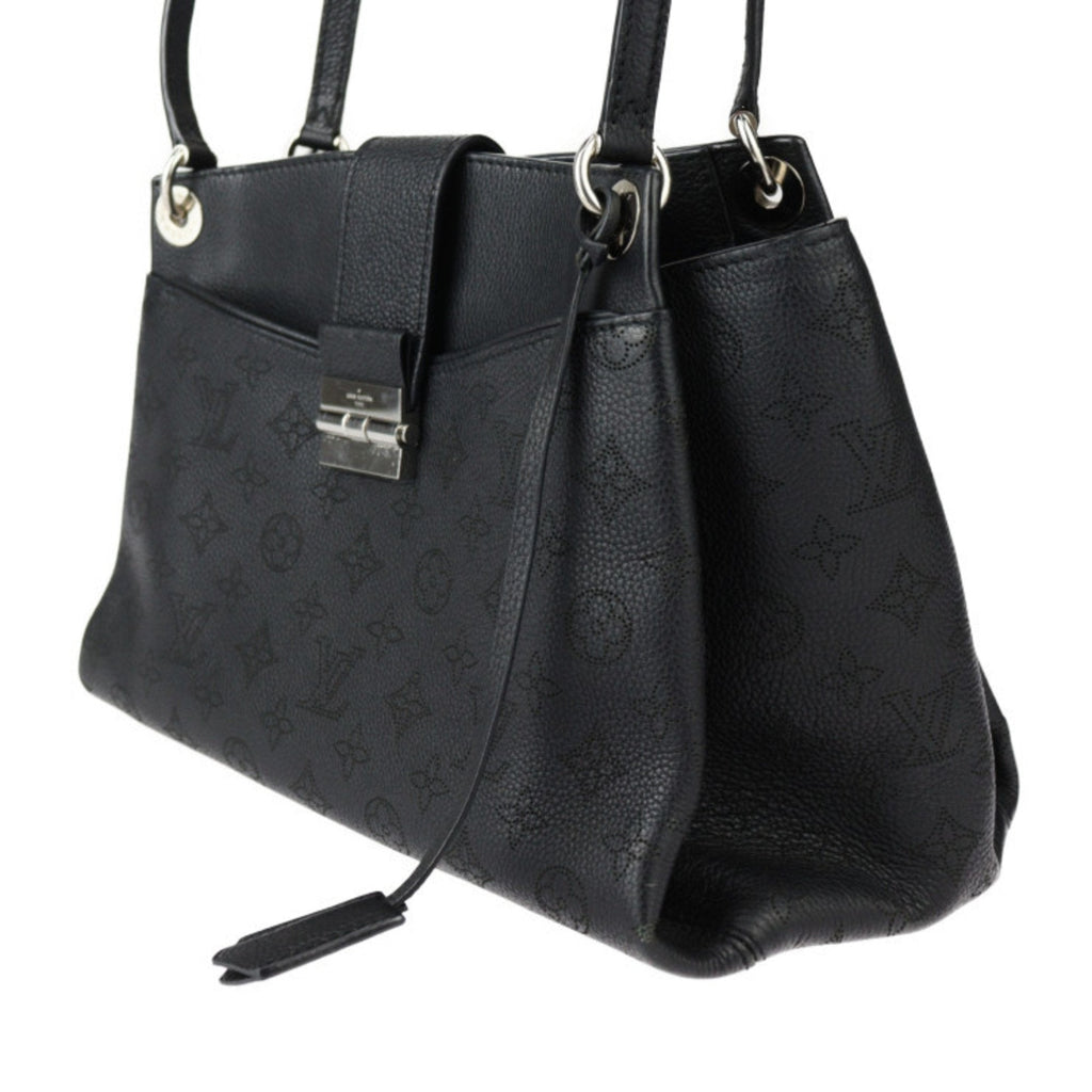 Louis Vuitton Black Leather Handbag Shoulder Bag Tote Bag (Pre-Owned)