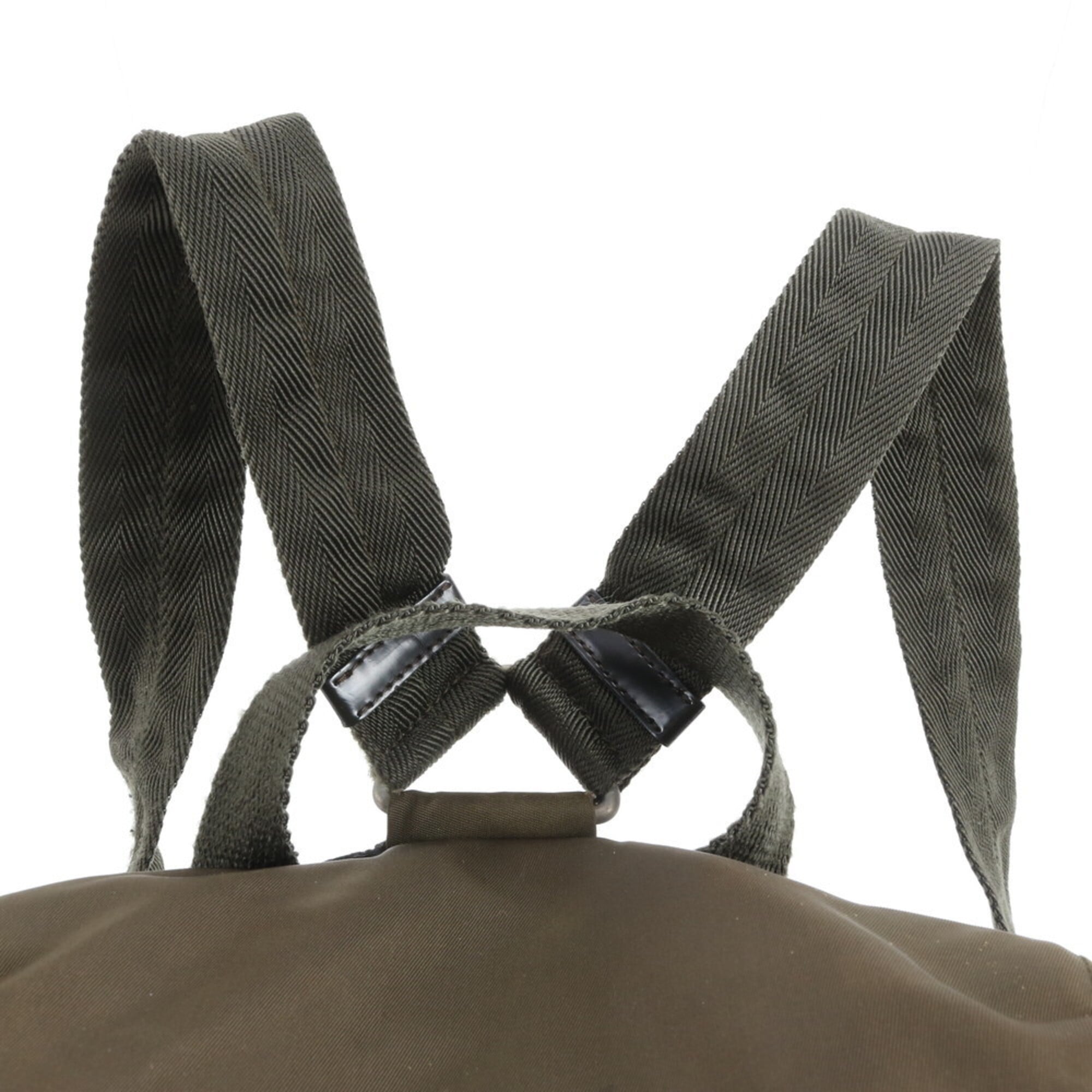 Prada Brown Green Khaki Nylon Leather Backpack (Pre-Owned)