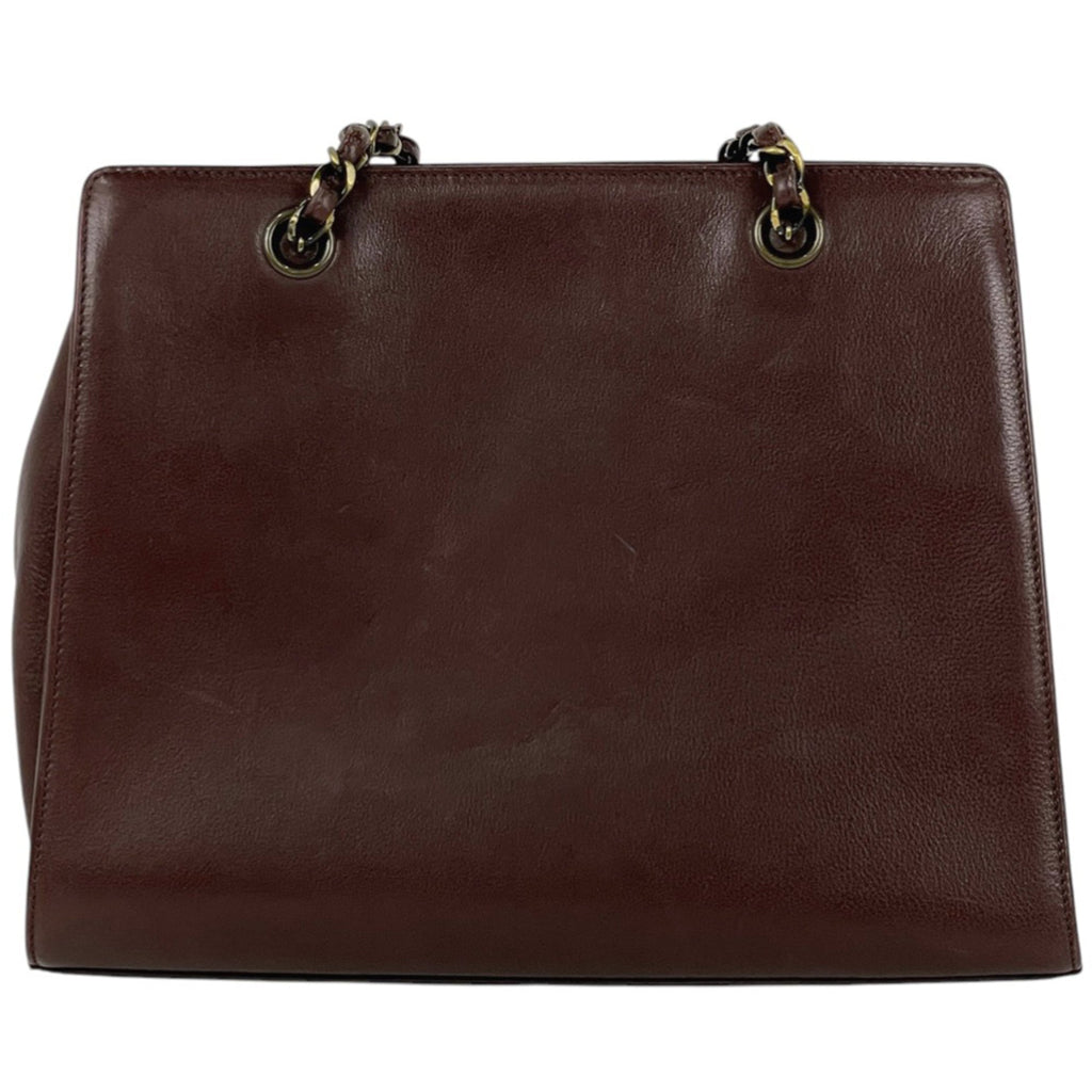 Chanel Brown Leather Handbag Tote Bag (Pre-Owned)