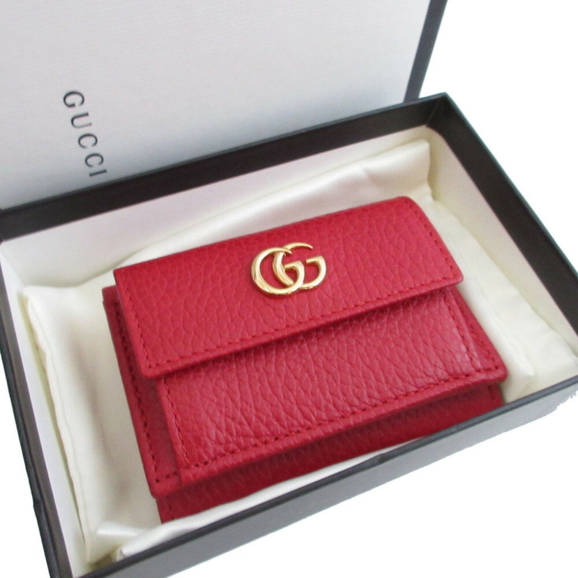Gucci Red Color Leather Wallet (Tri-Fold) (Pre-Owned)