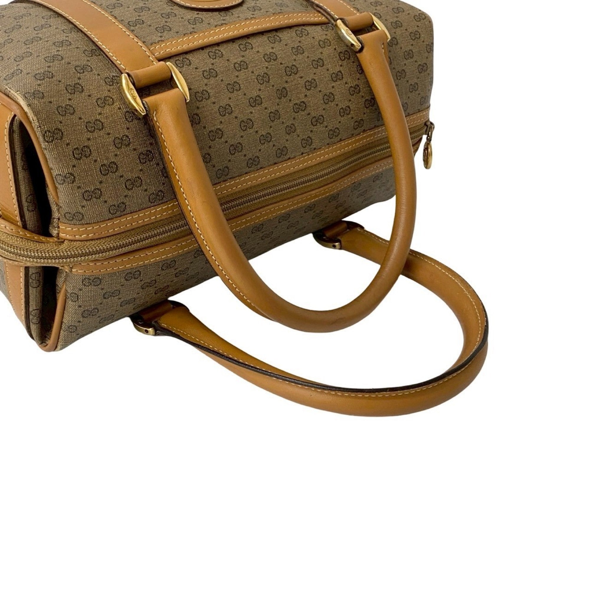 Gucci Brown Leather Pvc Boston Bag Handbag (Pre-Owned)