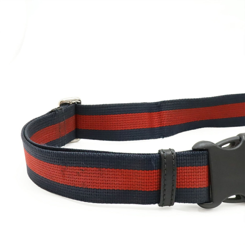 Gucci Black Dark Gray Navy Red Color Pvc Leather Fanny Pack (Pre-Owned)