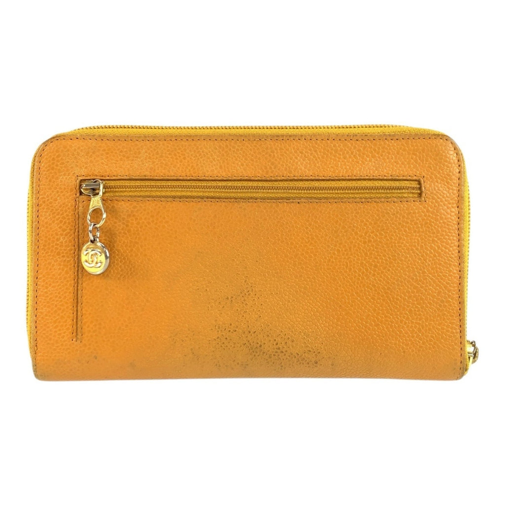 Chanel Yellow Leather Long Wallet (Bi-Fold) (Pre-Owned)