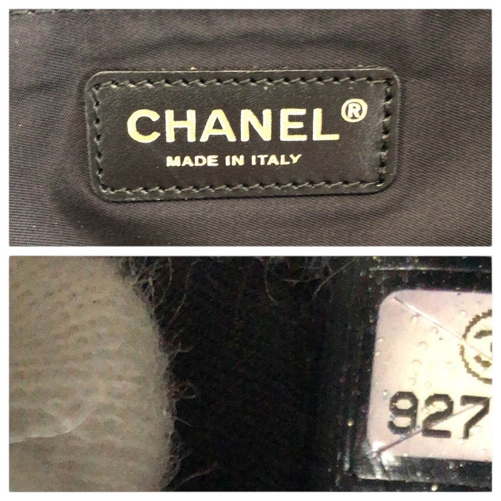 Chanel Black Nylon Leather Shoulder Bag Tote Bag (Pre-Owned)