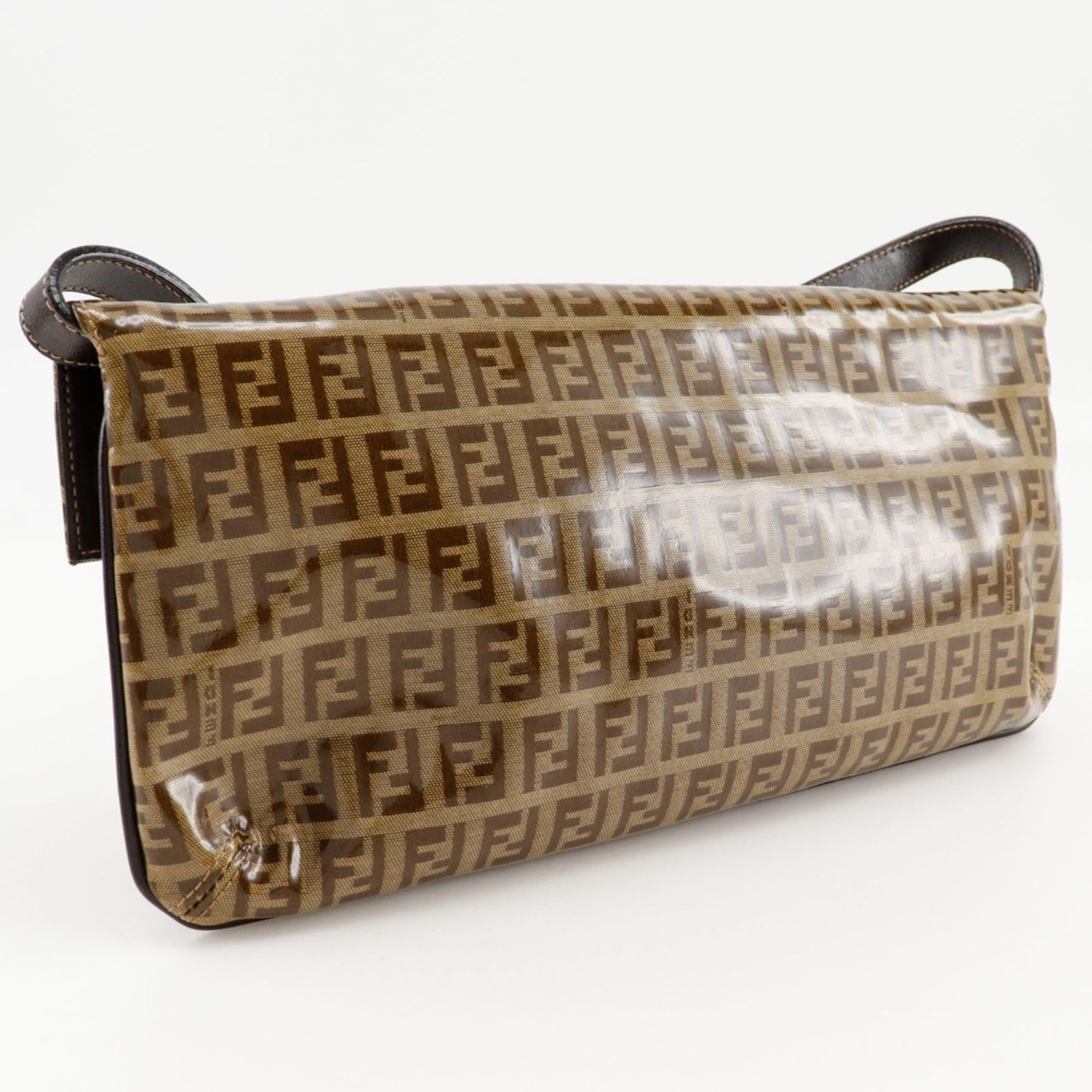 Fendi Brown Vinyl Shoulder Bag (Pre-Owned)