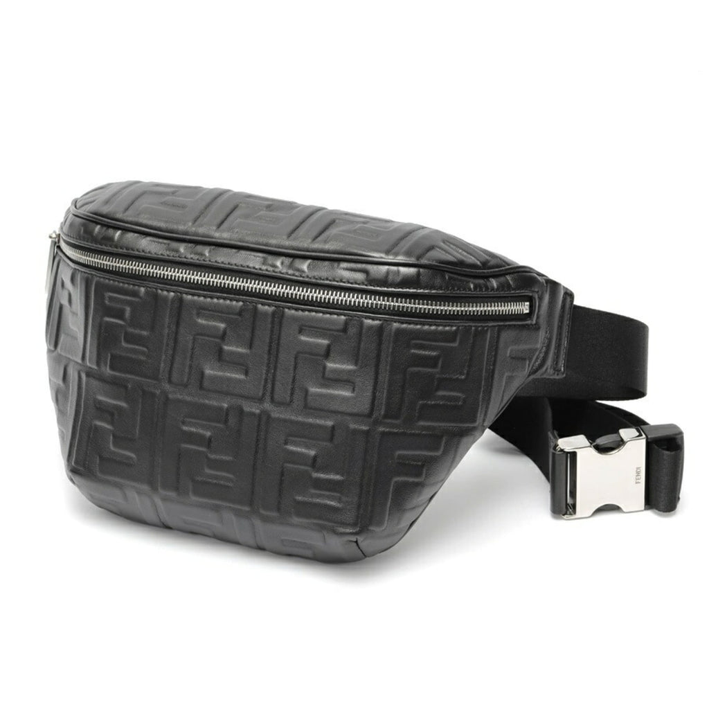 Fendi Black Leather Fanny Pack Sling Bag (Pre-Owned)